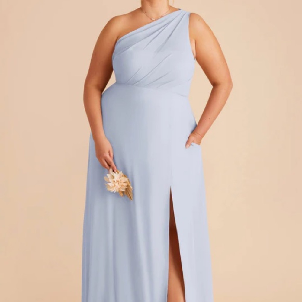 Birdy Grey Blue One Shoulder Asymmetrical Gown